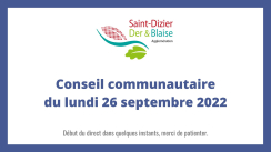 Conseil communautaire du lundi 26 septembre 2022