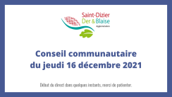 Conseil communautaire du jeudi 16 décembre 2021